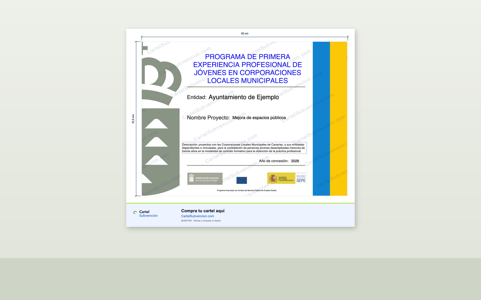 Ejemplo contextual de Cartel Primera Experiencia CCLL Canarias 2026