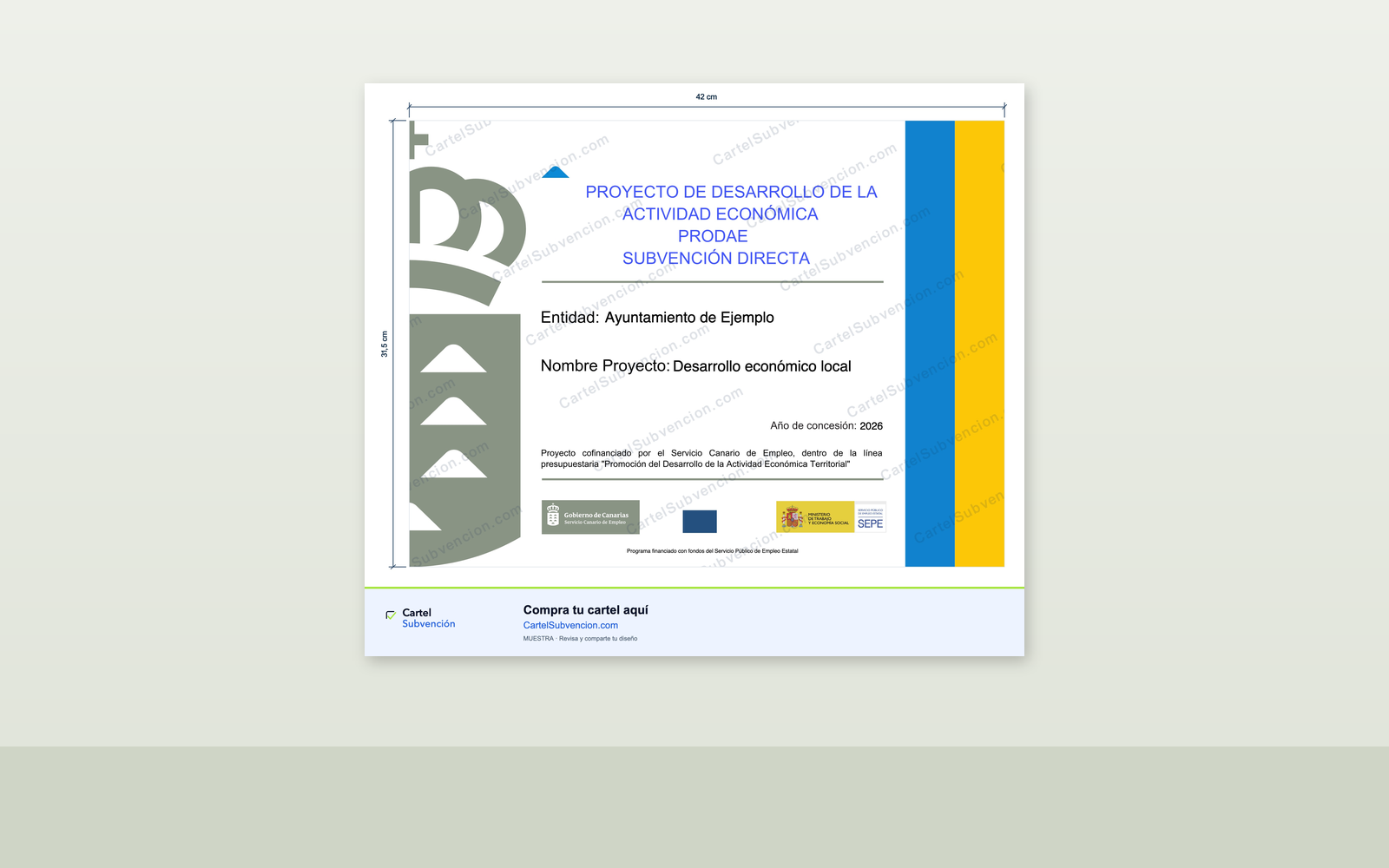 Ejemplo contextual de Cartel PRODAE Canarias · Actividad económica