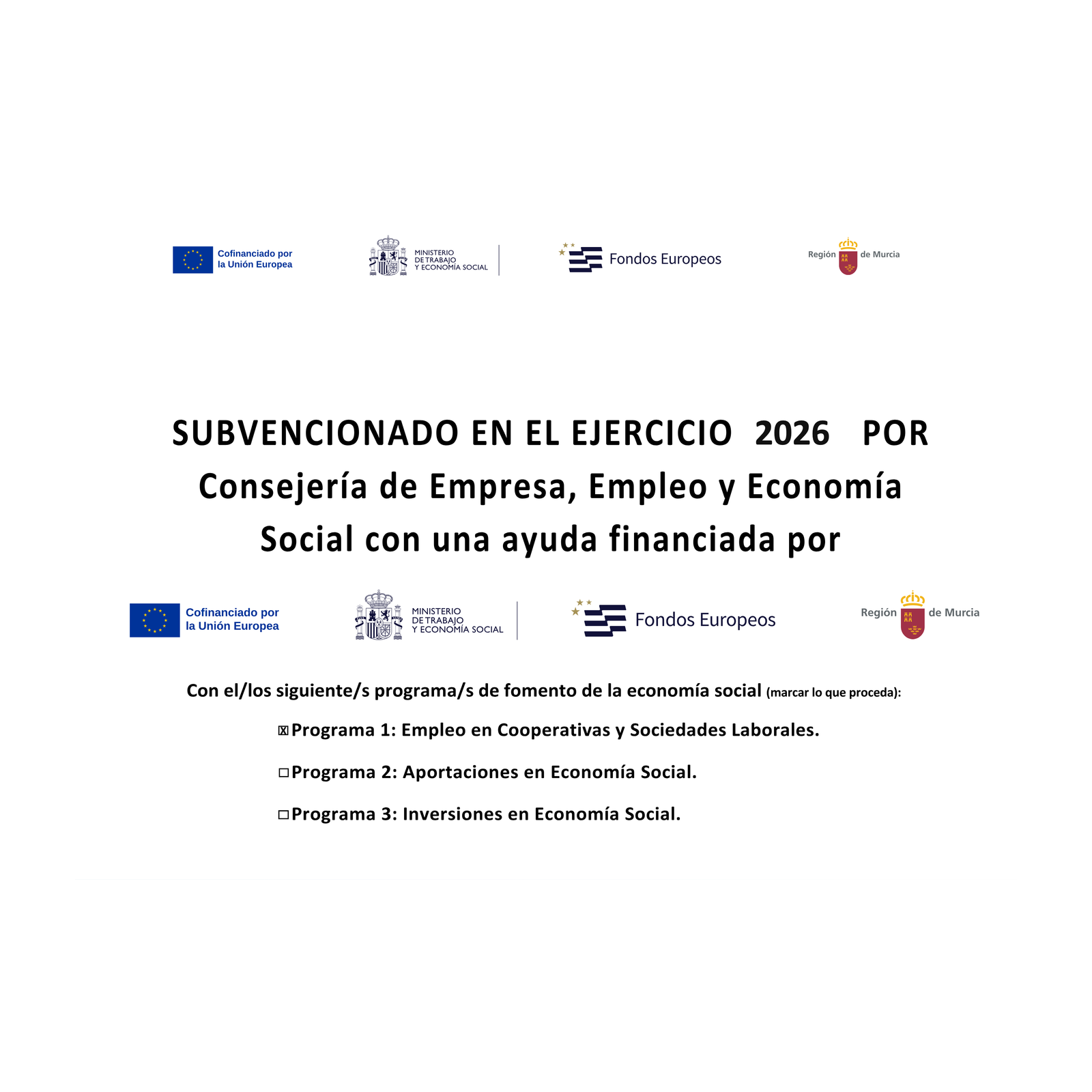 Cartel Economía Social Región de Murcia (programas 1, 2 y 3)
