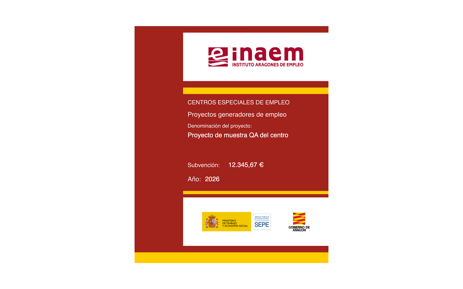 Ejemplo contextual de Cartel Inversión fija generadora de empleo en Centros Especiales de Empleo Aragón 2026