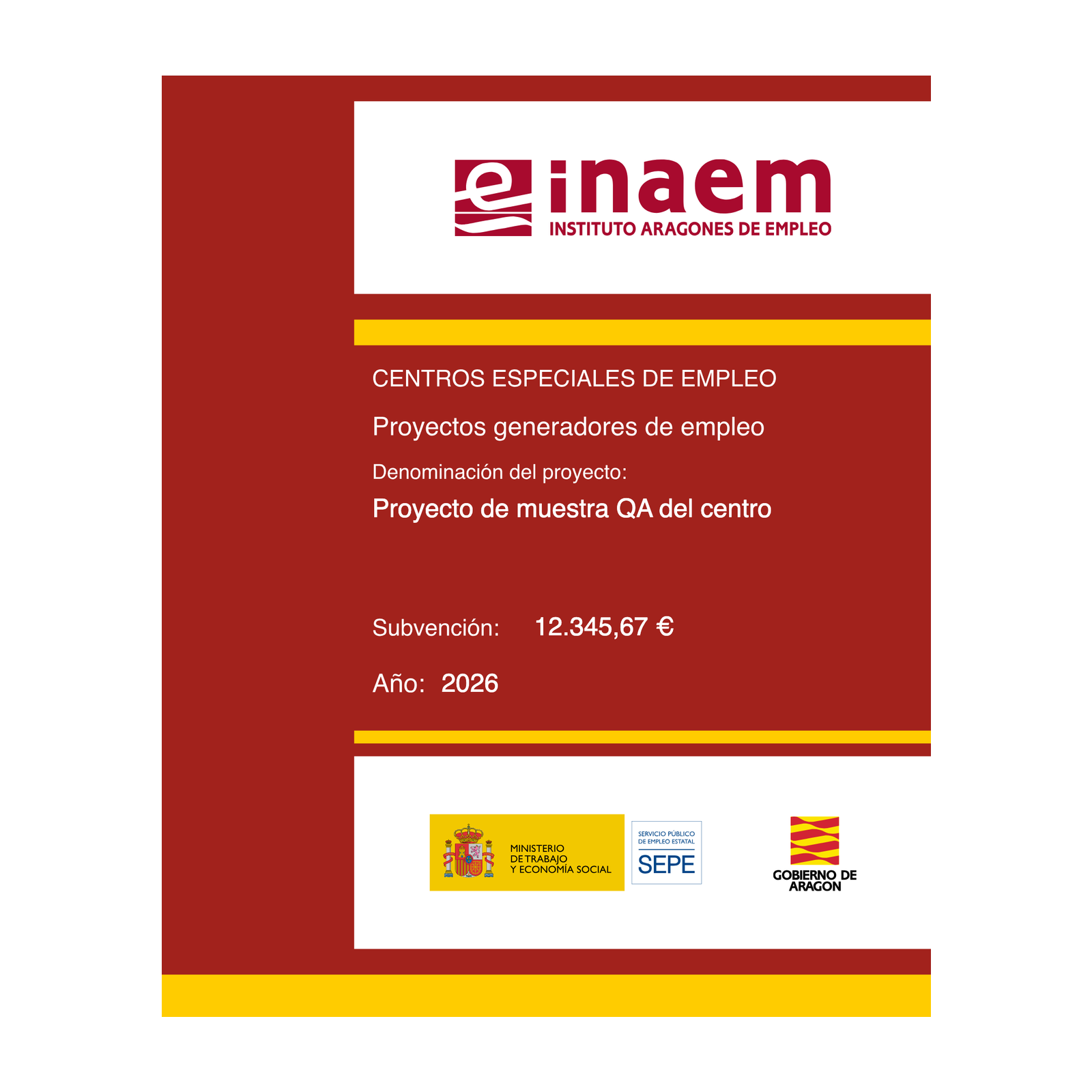 Cartel Inversión fija generadora de empleo en Centros Especiales de Empleo Aragón 2026