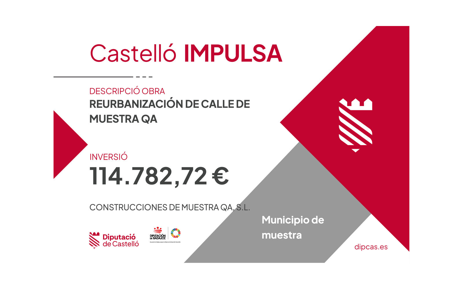Ejemplo contextual de Cartel de obra Castelló IMPULSA 2024-2025 (lona 3 × 2 m)