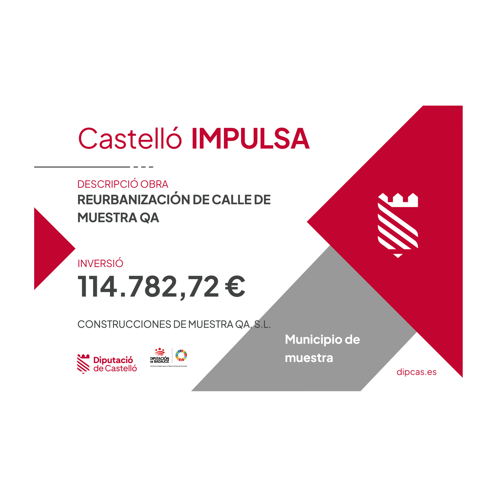 Cartel de obra Castelló IMPULSA 2024-2025 (lona 3 × 2 m)