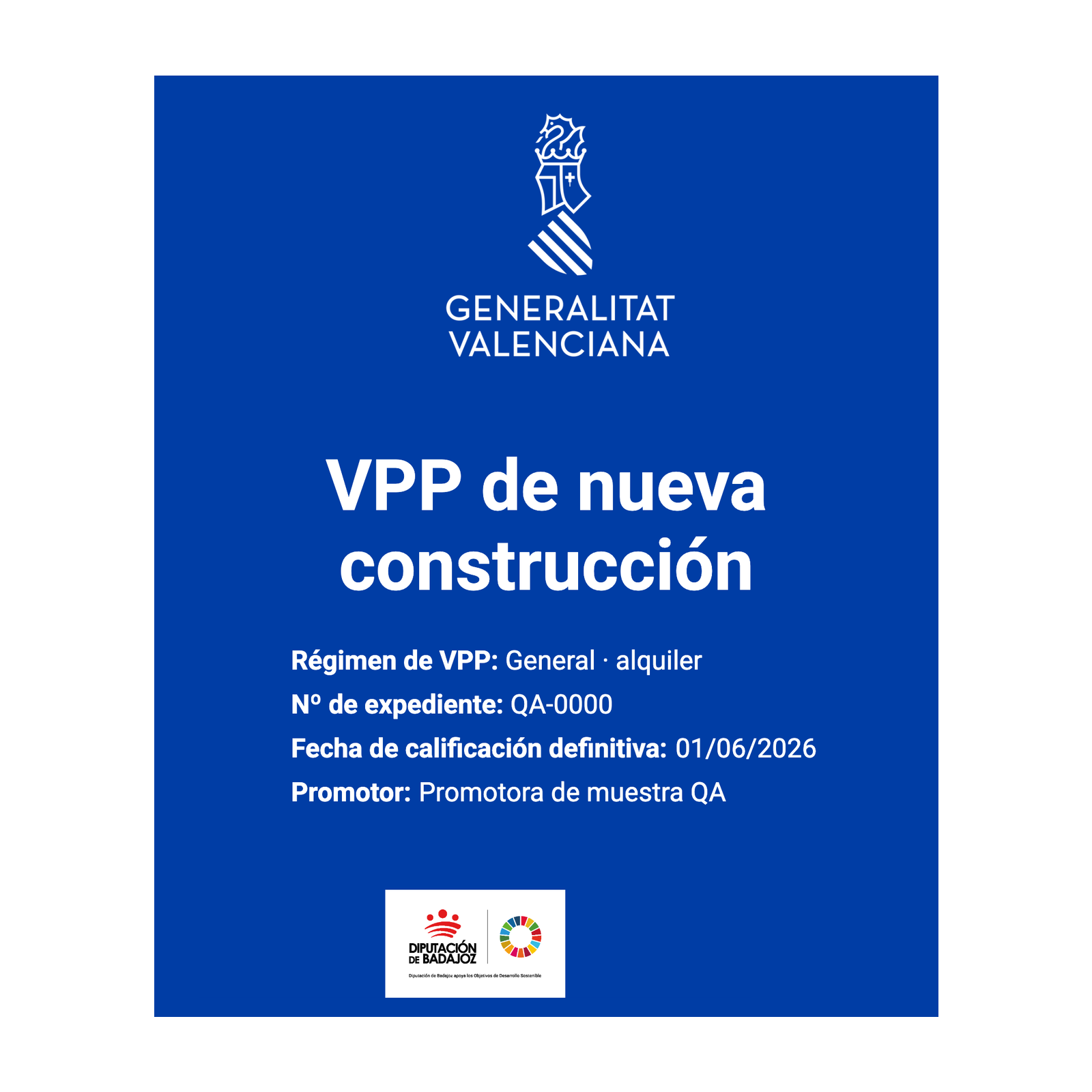 Placa identificativa de vivienda protegida Comunitat Valenciana (Orden 1/2026)