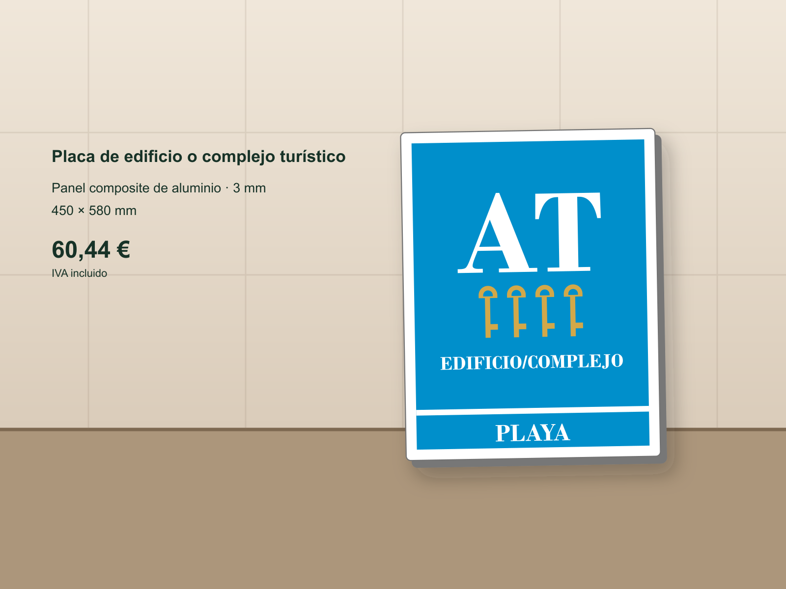 Ejemplo de placa de apartamento turístico · edificio o complejo de andalucía instalada