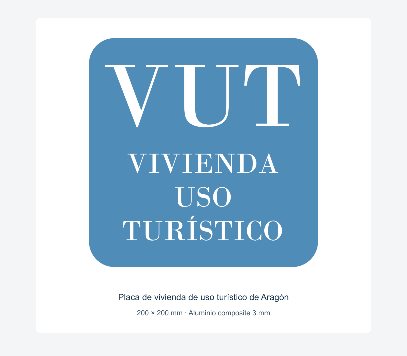 Ejemplo de placa de vivienda de uso turístico de aragón instalada