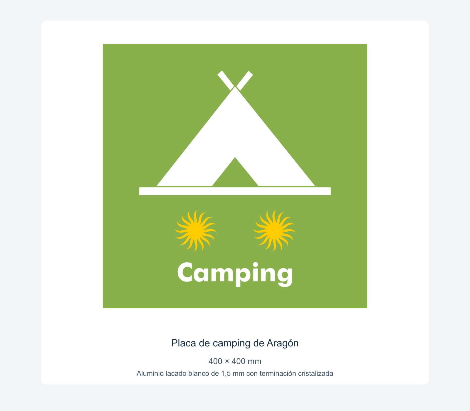 Ejemplo de placa de camping de aragón instalada