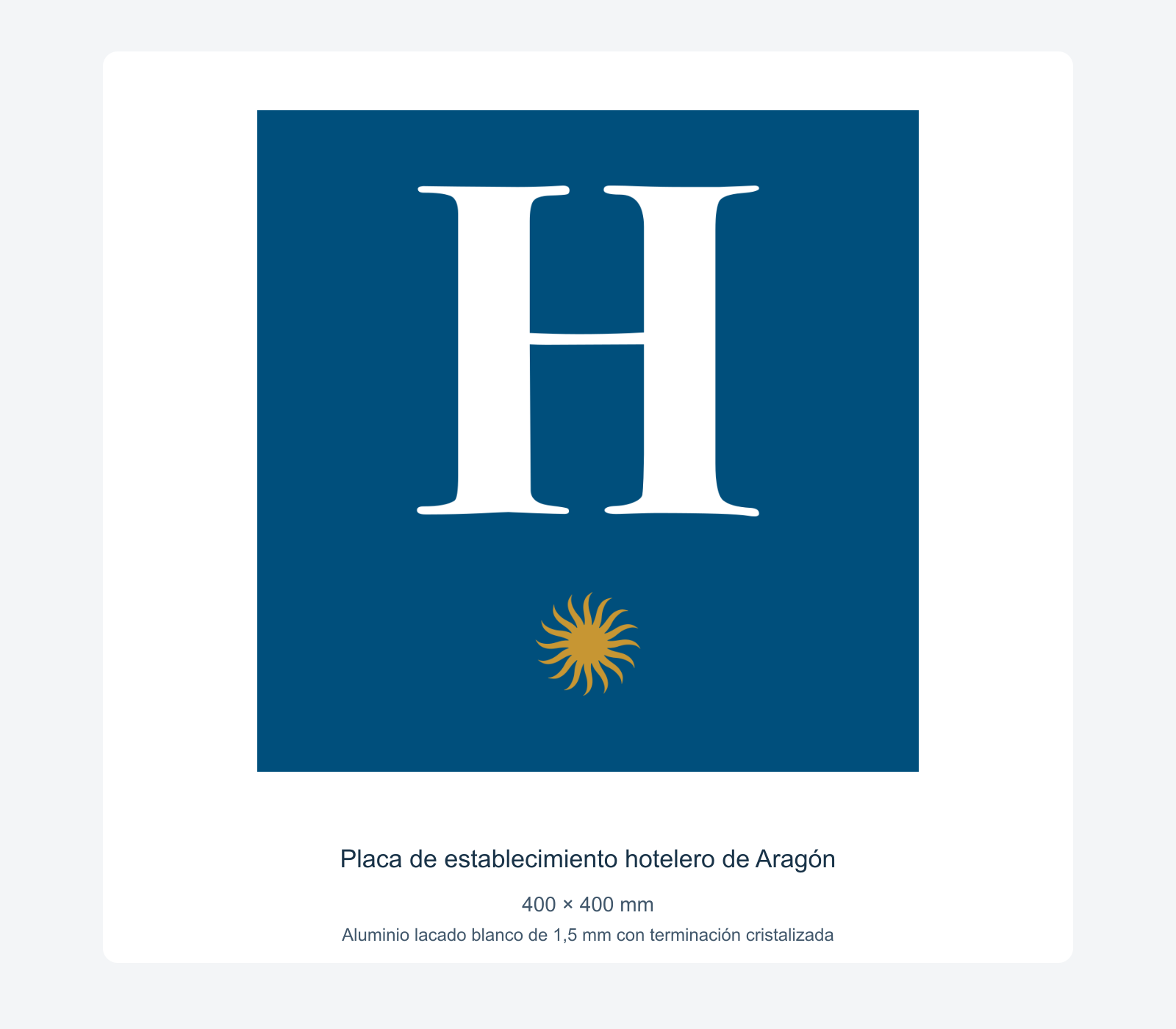 Ejemplo de placa de establecimiento hotelero de aragón instalada