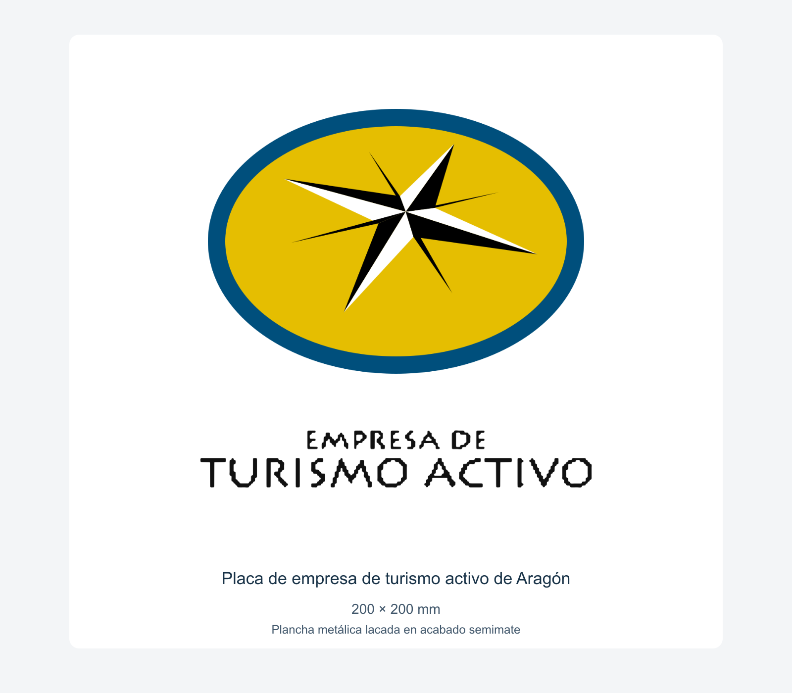 Ejemplo de placa de empresa de turismo activo de aragón instalada