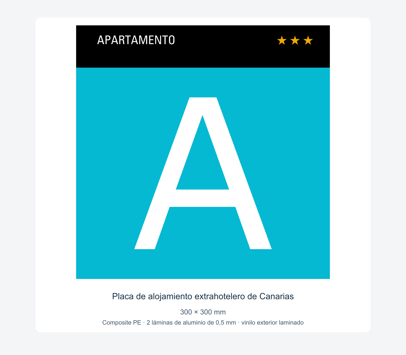 Ejemplo de placa de alojamiento extrahotelero de canarias instalada