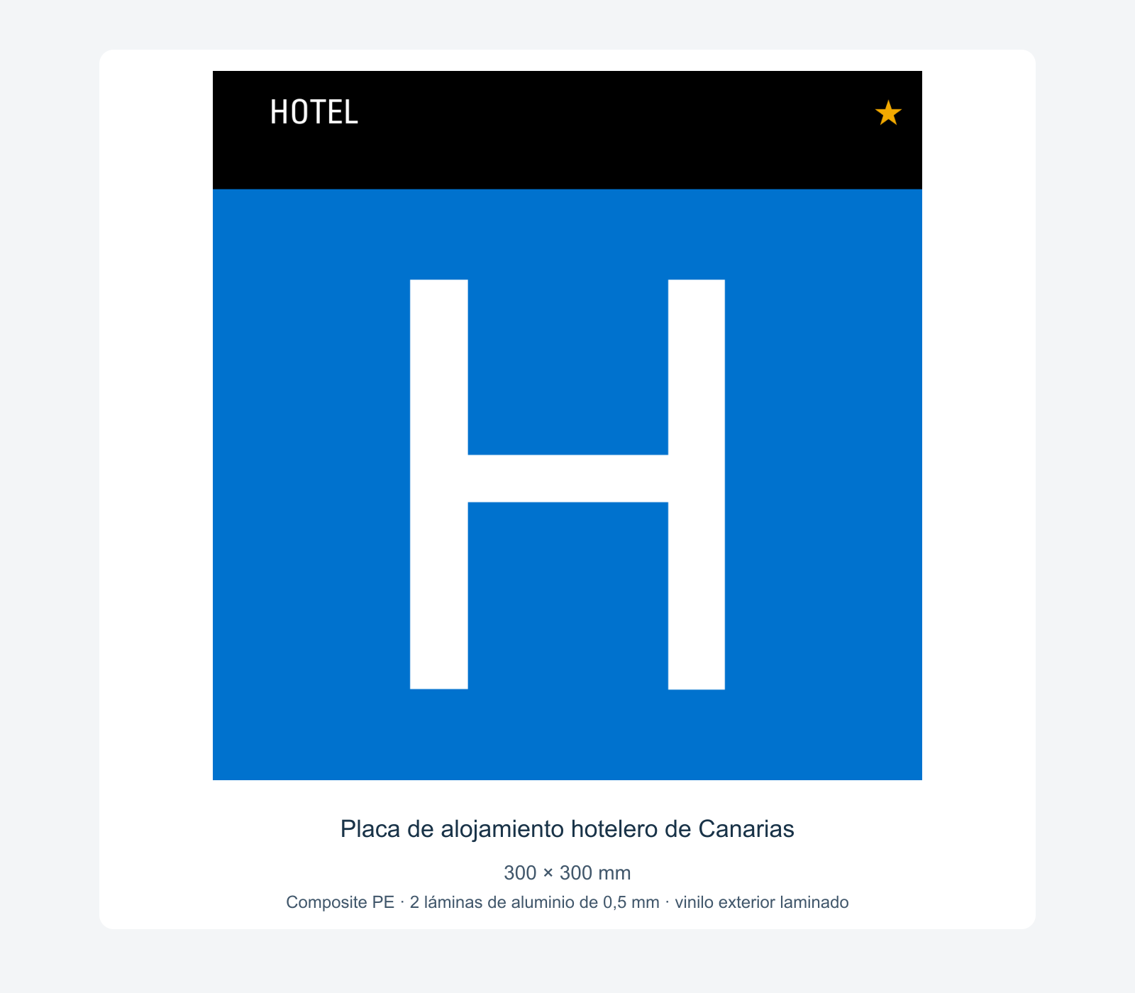 Ejemplo de placa de alojamiento hotelero de canarias instalada