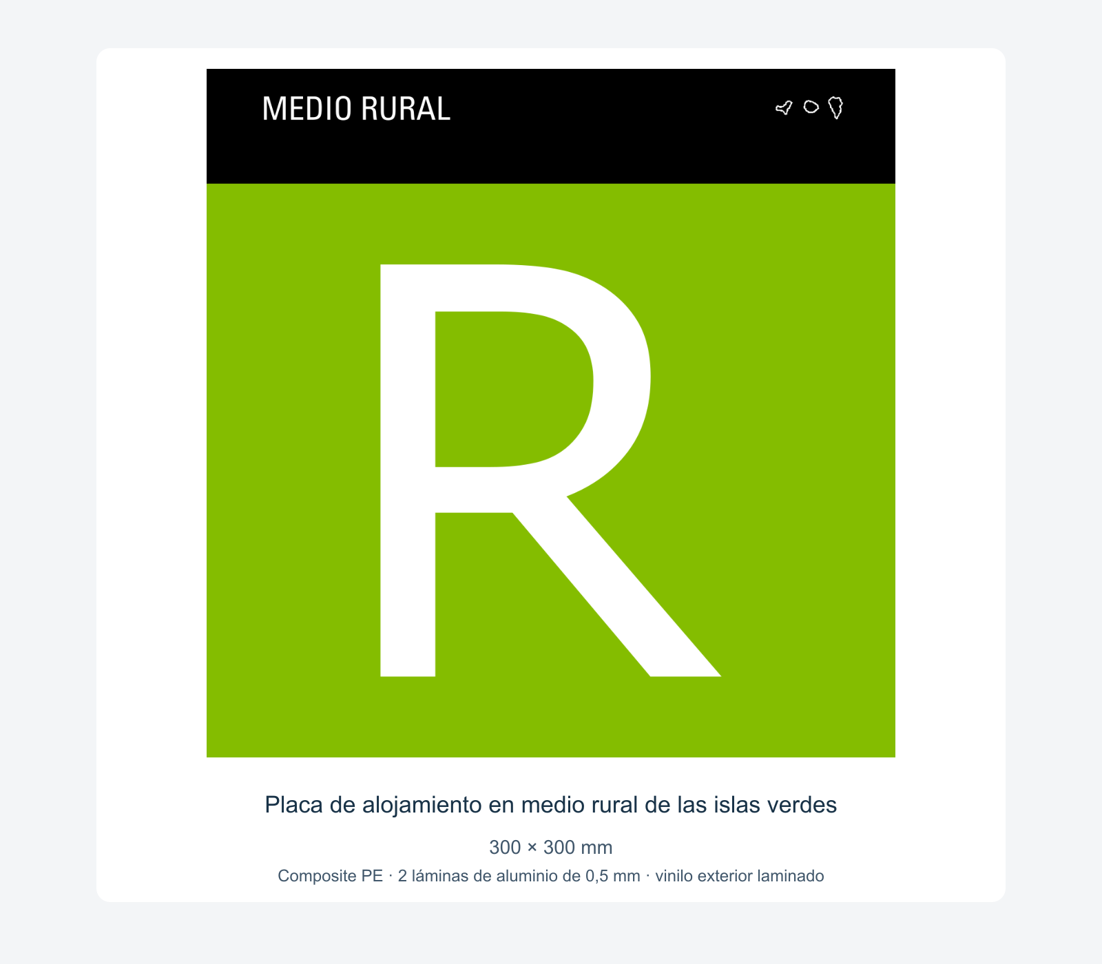 Ejemplo de placa de alojamiento en medio rural de las islas verdes instalada