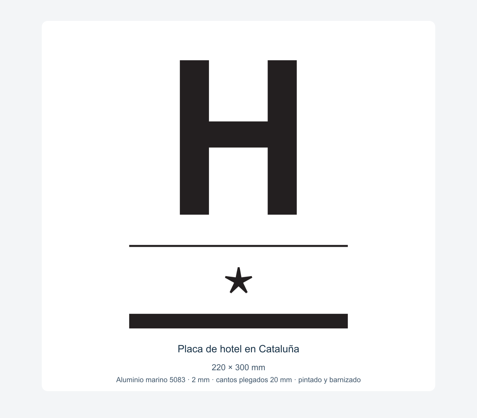 Ejemplo de placa de hotel en cataluña instalada