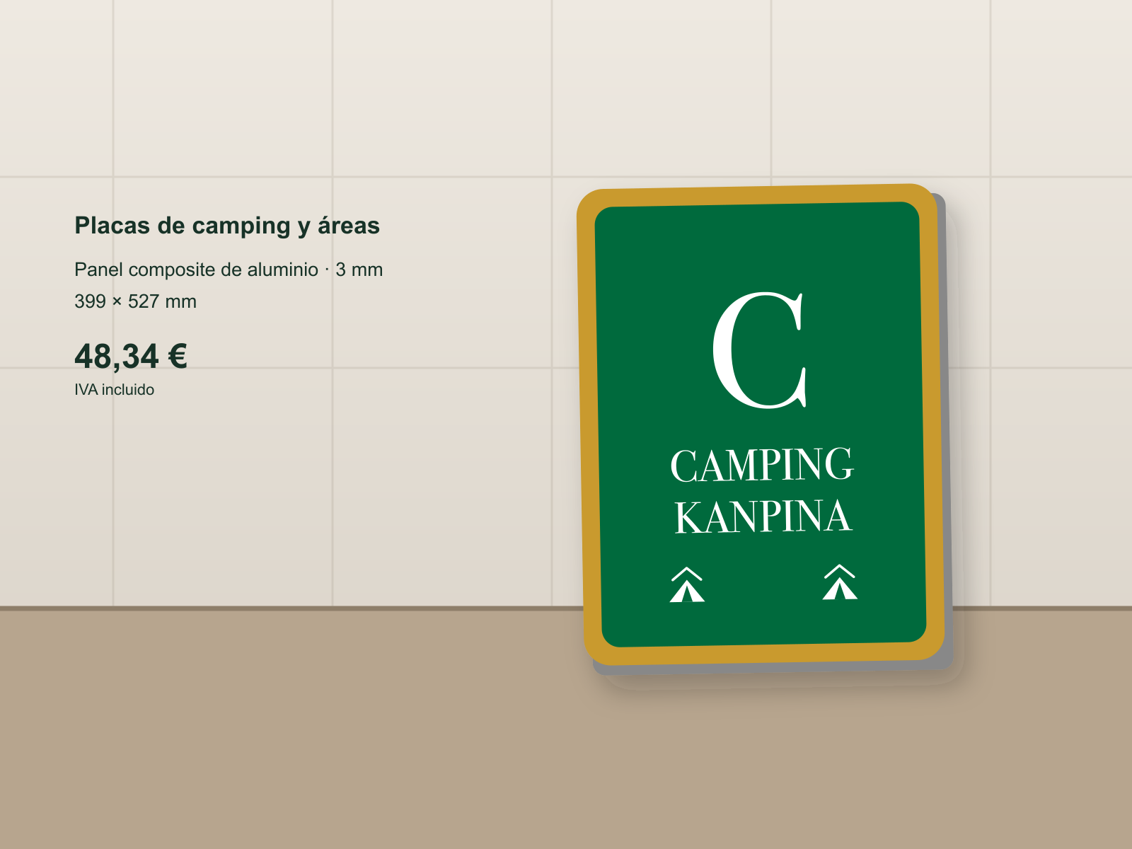 Ejemplo de placas de camping y áreas de euskadi instalada