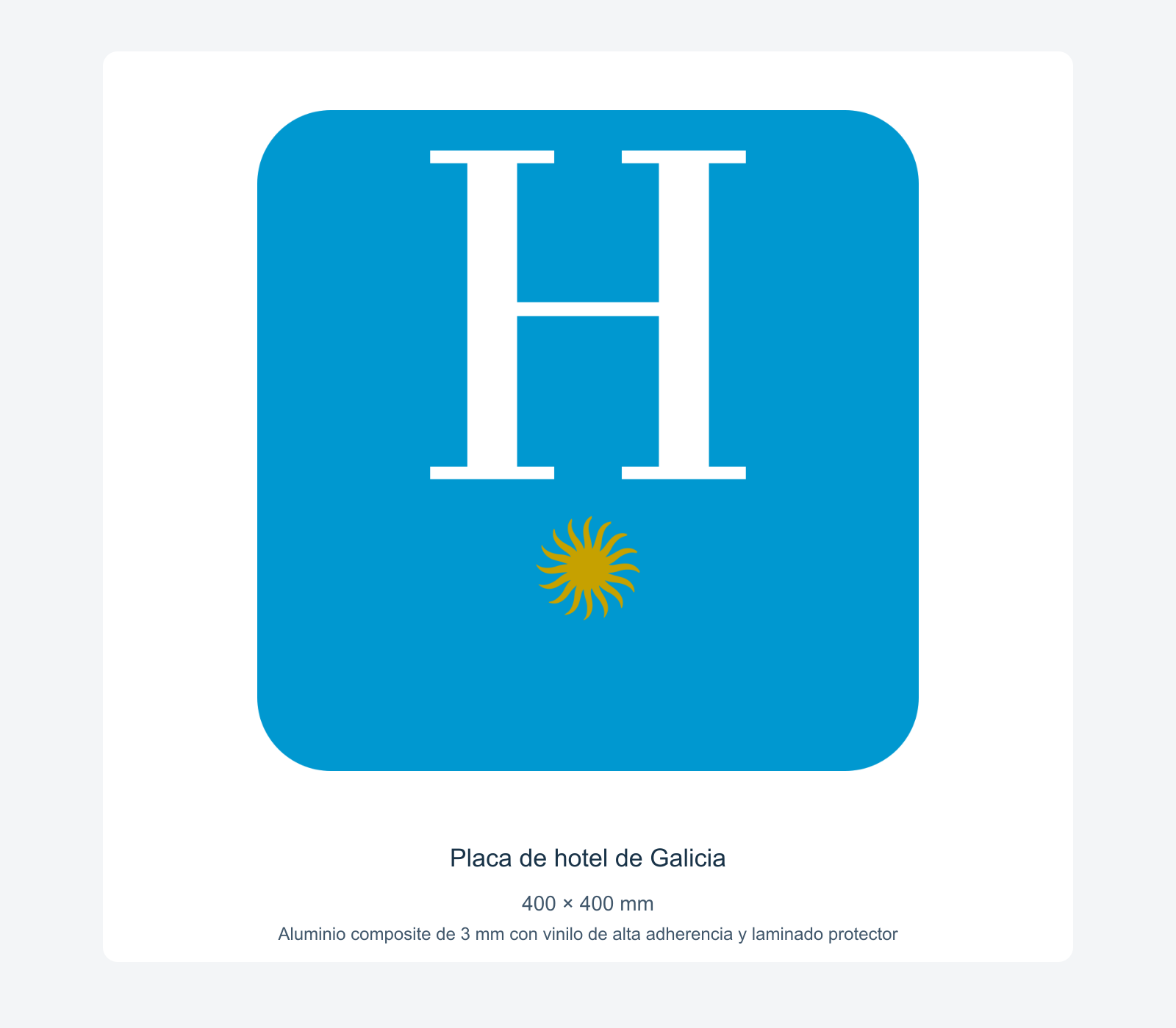 Ejemplo de placa de hotel de galicia instalada