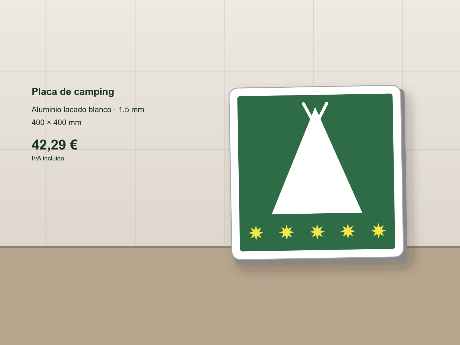 Ejemplo de placa de camping de la rioja instalada