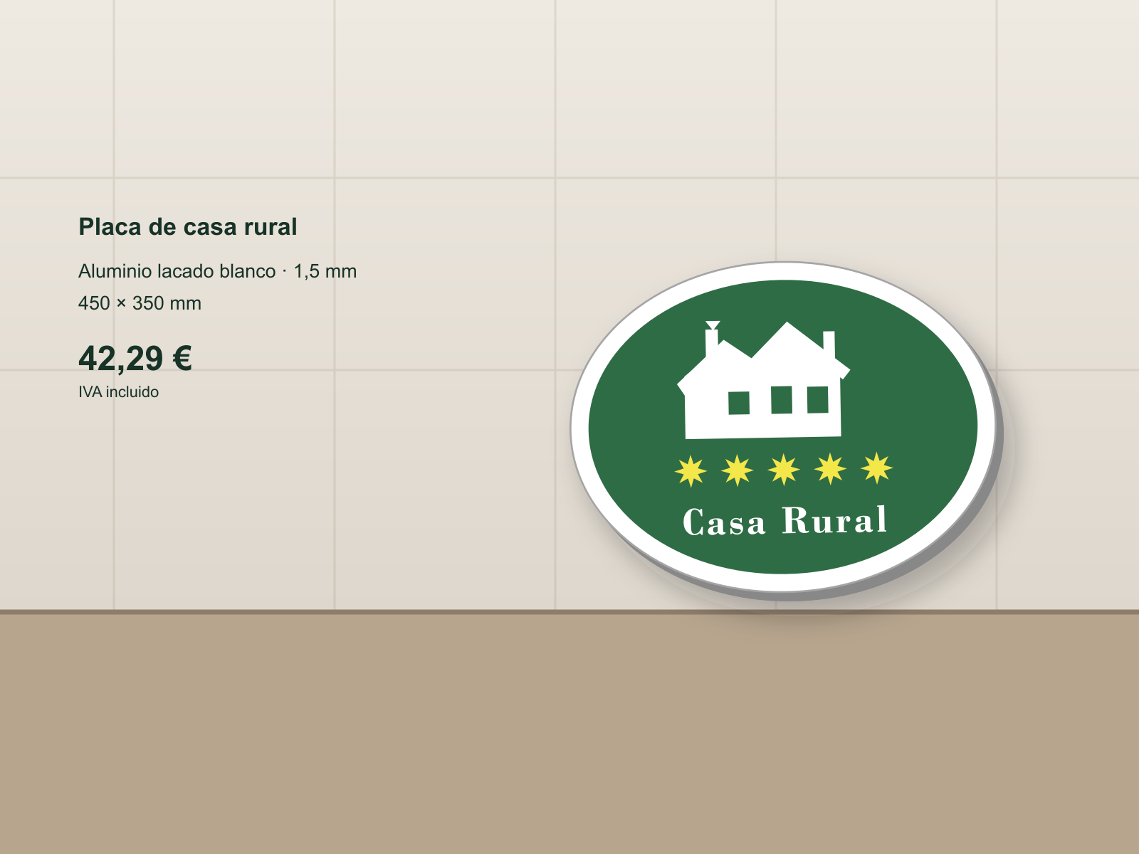 Ejemplo de placa de casa rural de la rioja instalada