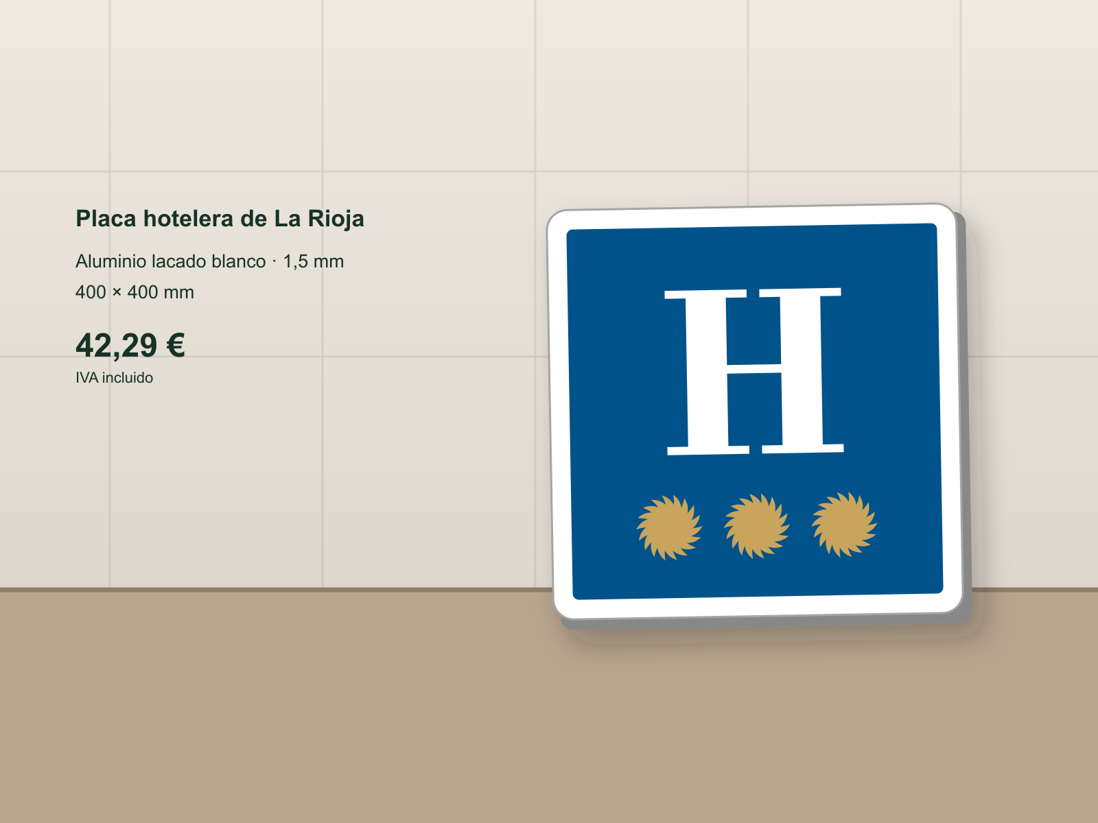 Ejemplo de placas de establecimiento hotelero de la rioja instalada