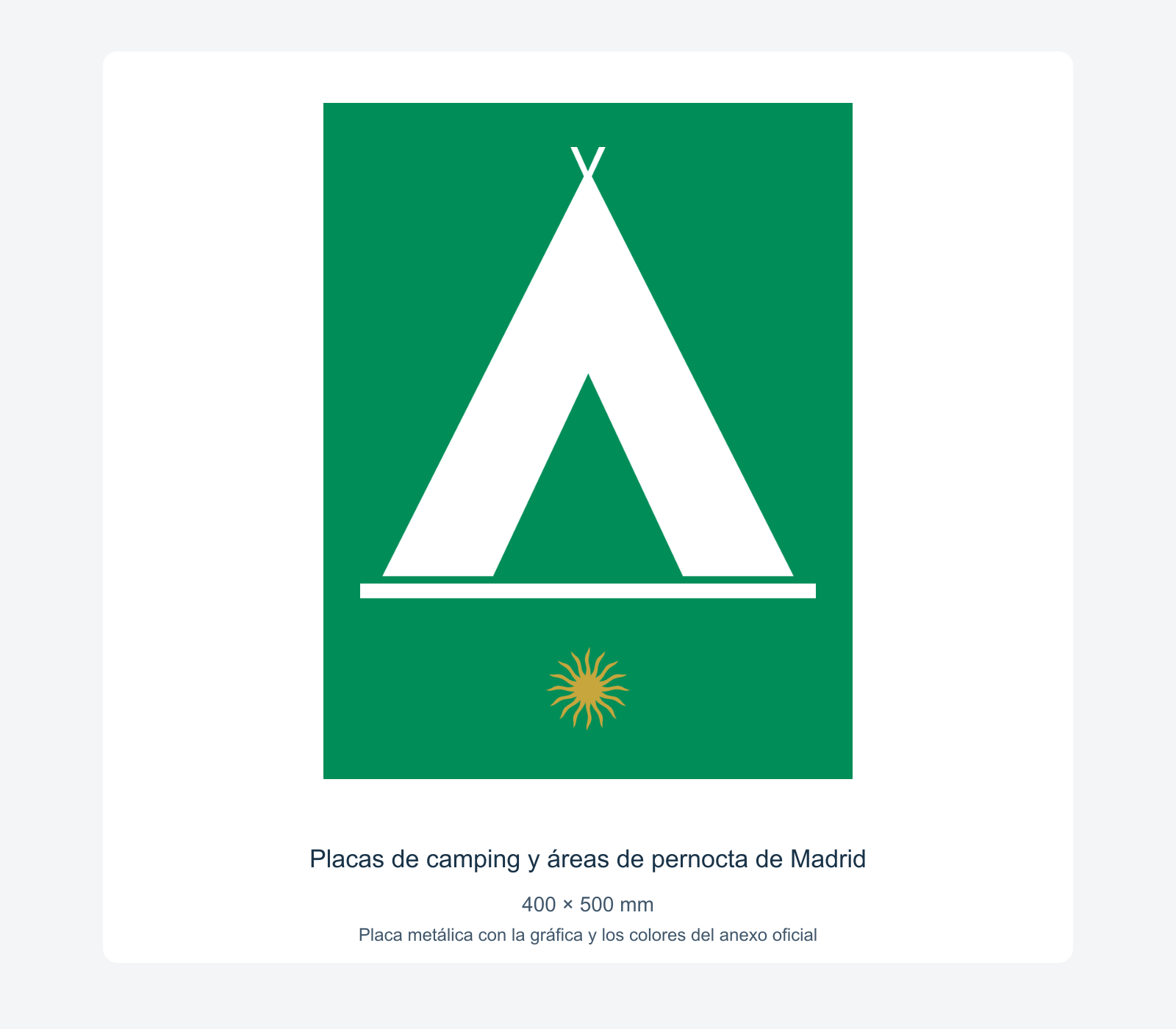 Ejemplo de placas de camping y áreas de pernocta de madrid instalada