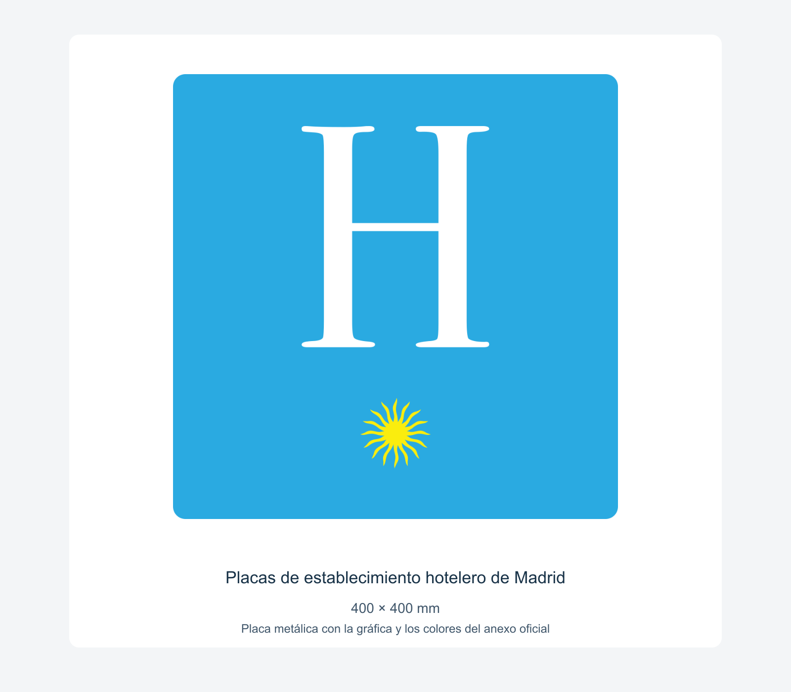 Ejemplo de placas de establecimiento hotelero de madrid instalada