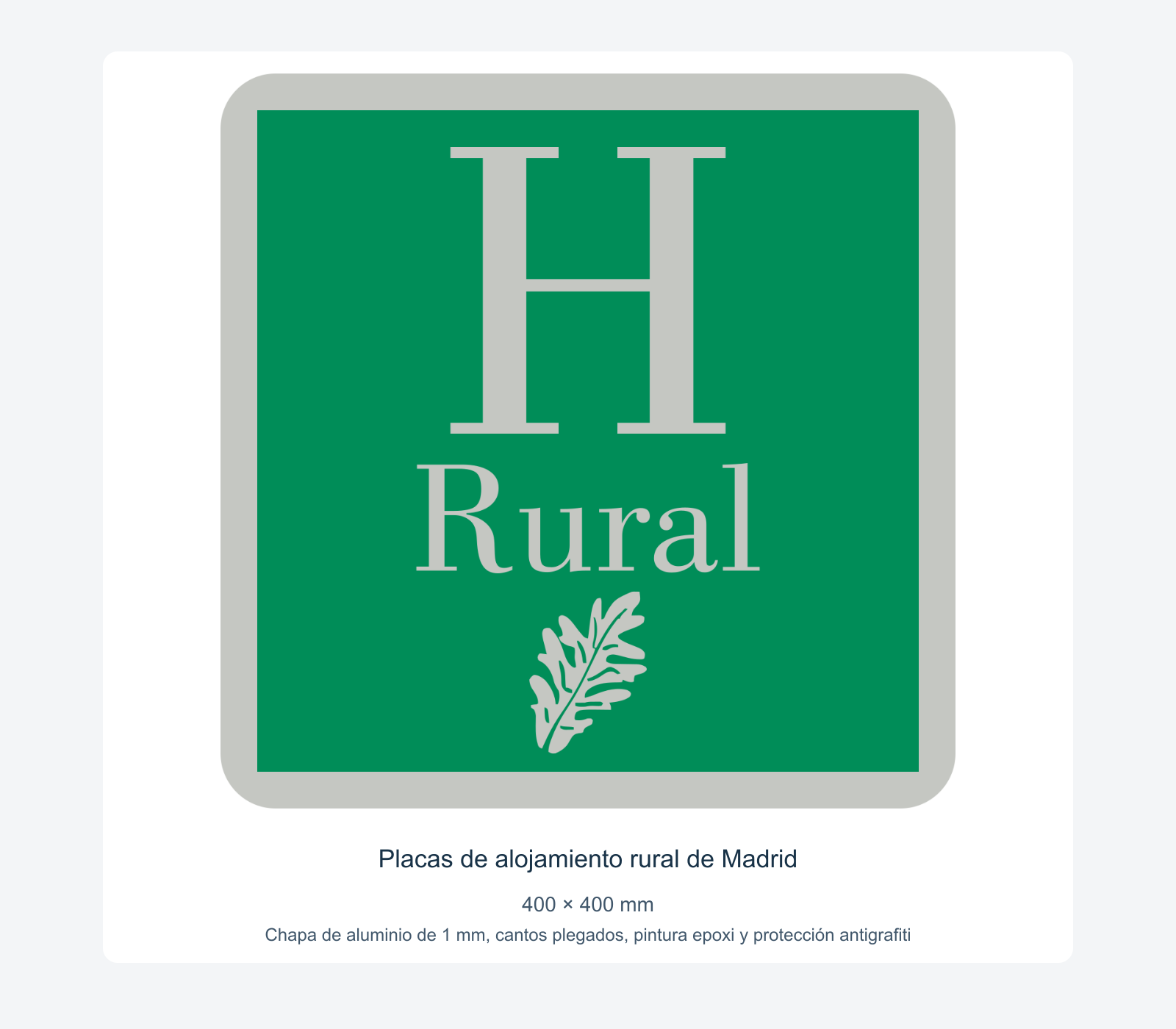 Ejemplo de placas de alojamiento rural de madrid instalada