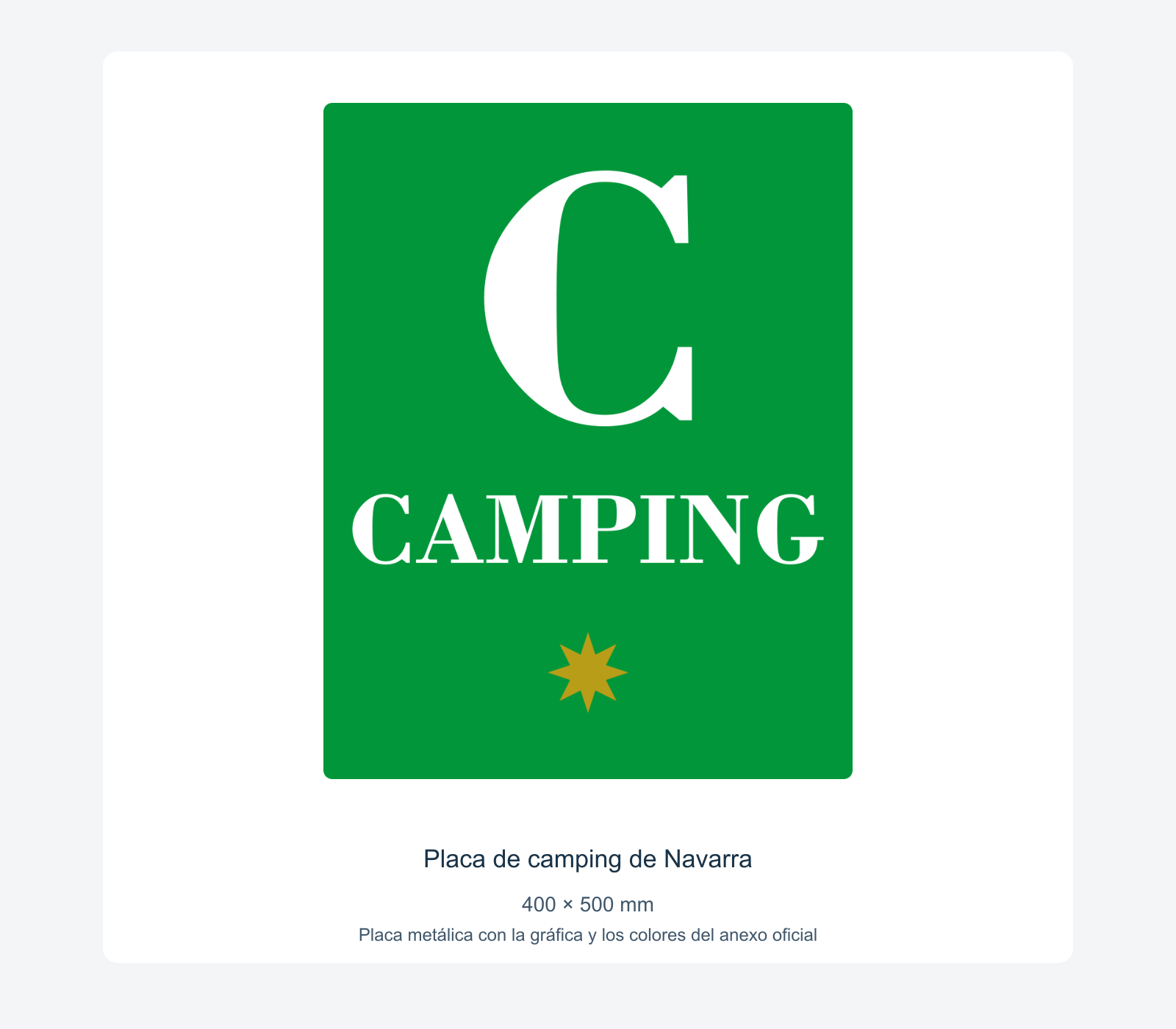 Ejemplo de placa de camping de navarra instalada
