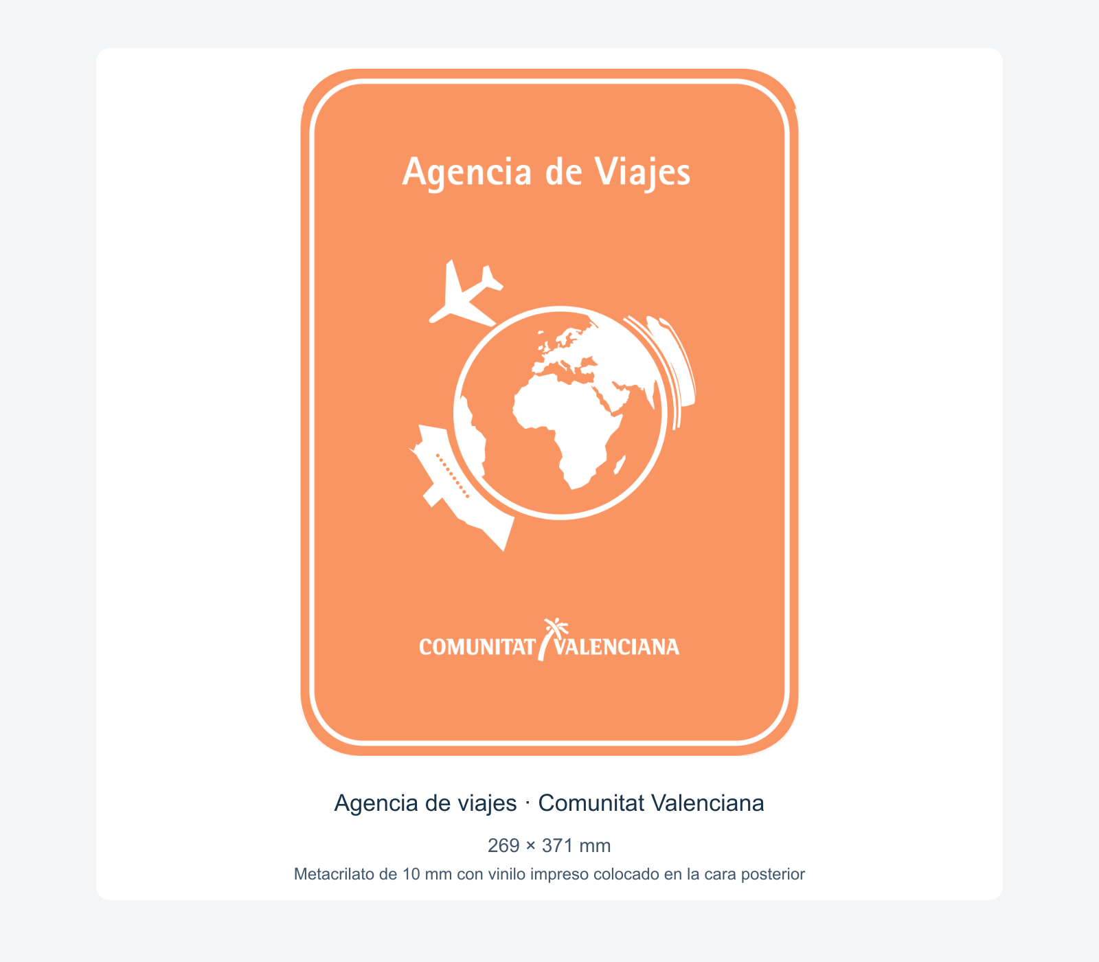 Ejemplo de placa de agencia de viajes de la comunitat valenciana instalada