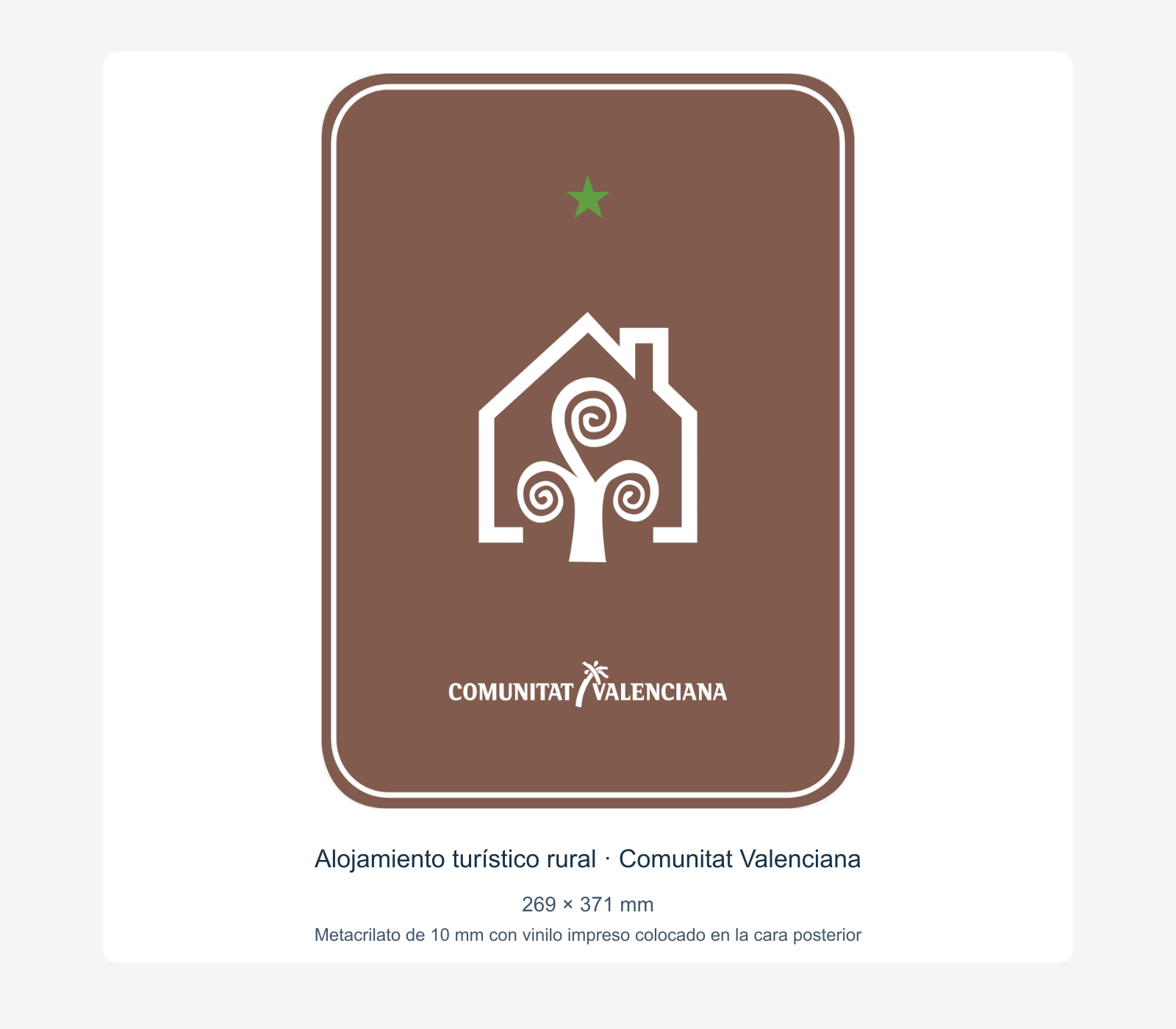 Ejemplo de placas de alojamiento rural de la comunitat valenciana instalada