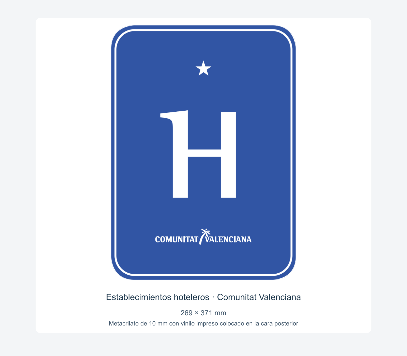 Ejemplo de placa de hotel de la comunitat valenciana y variantes hoteleras instalada