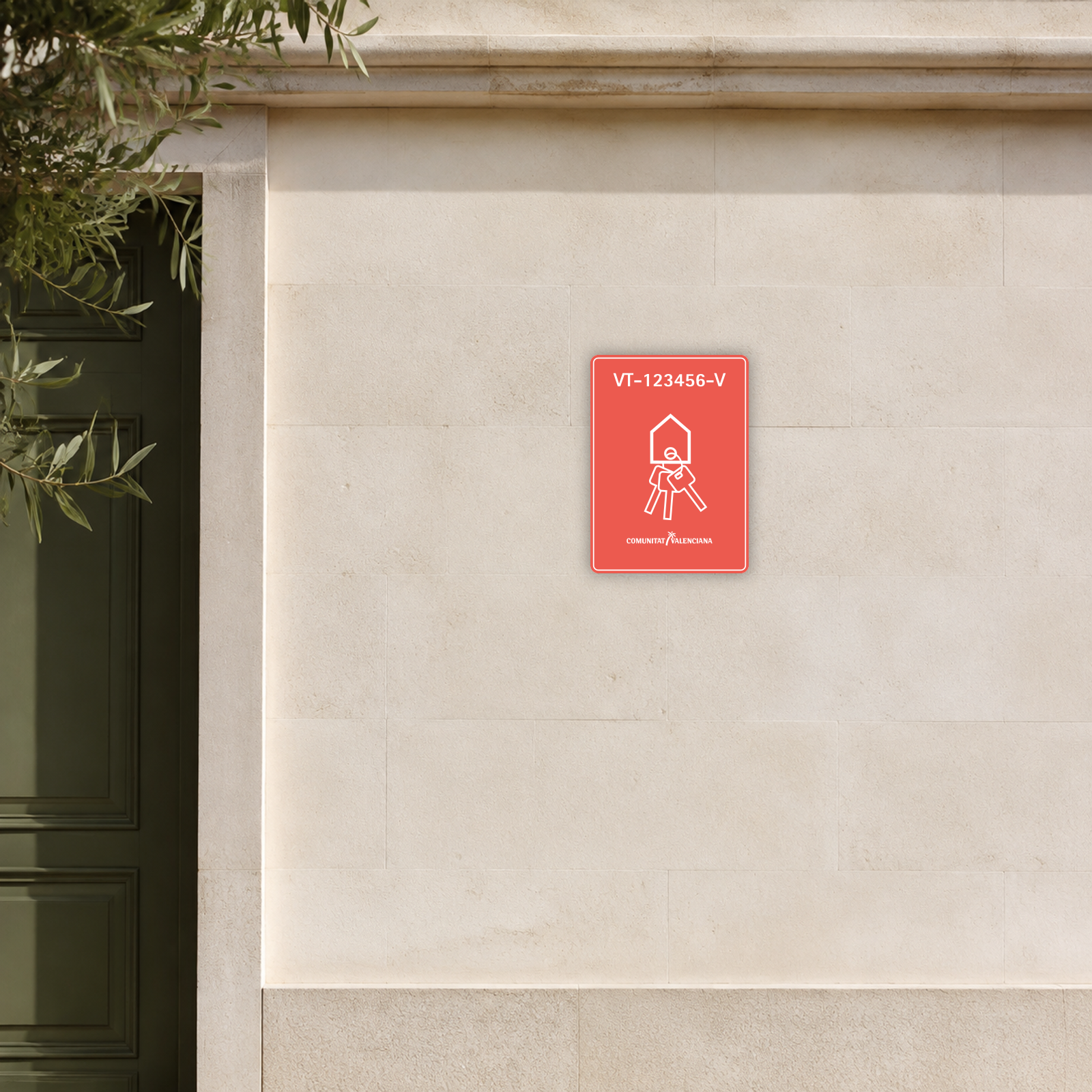 Ejemplo de placa de vivienda turística de la comunitat valenciana instalada
