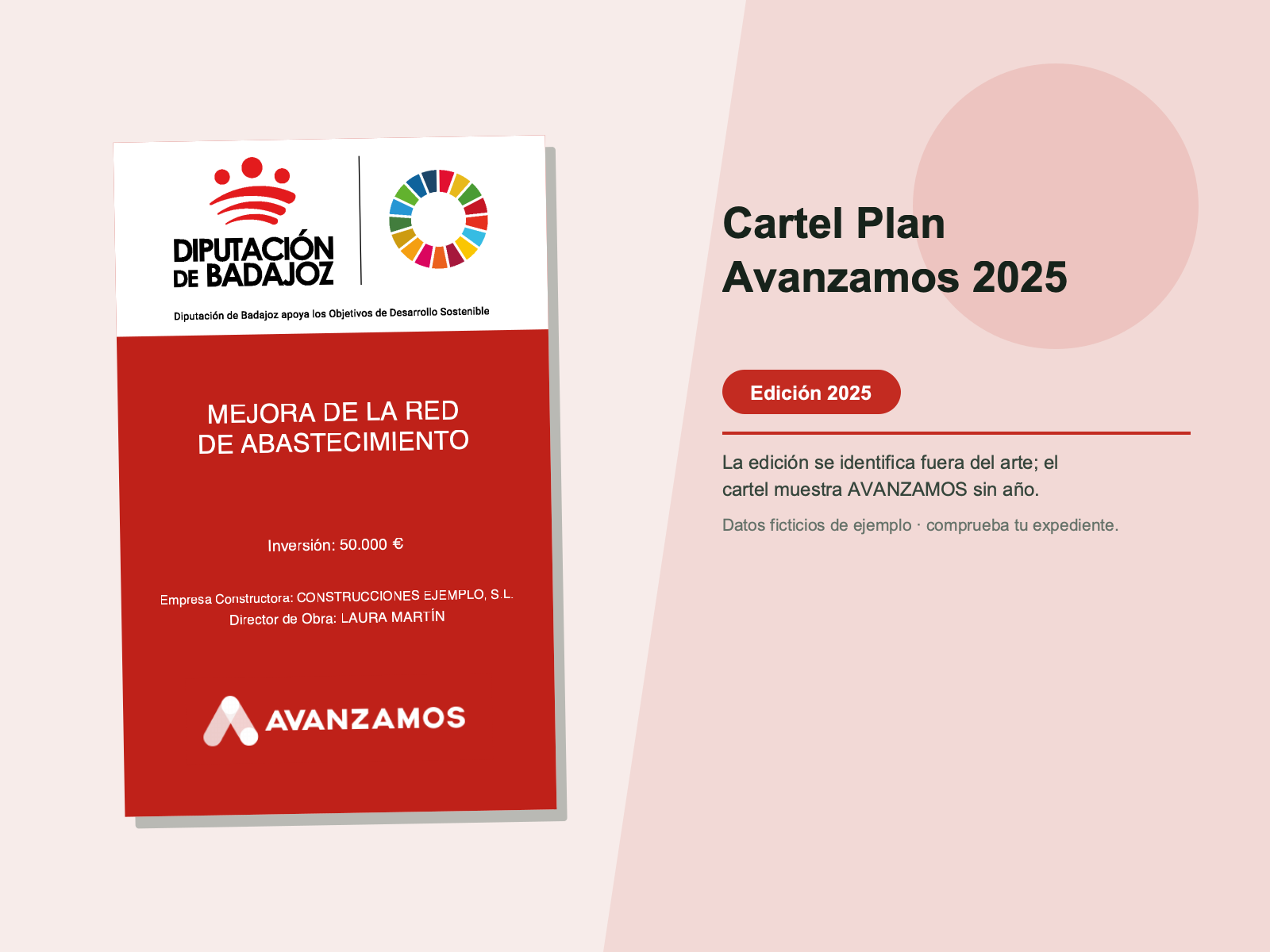 Ejemplo contextual de Cartel Plan Avanzamos 2025 · Diputación de Badajoz