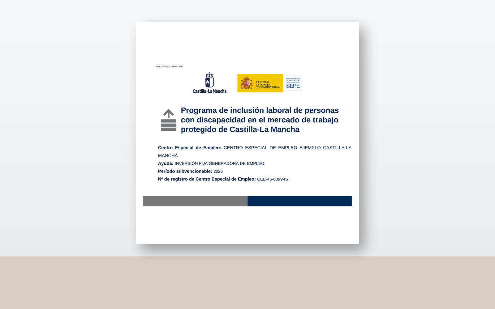Ejemplo contextual de Cartel de empleo protegido CEE de Castilla-La Mancha 2026