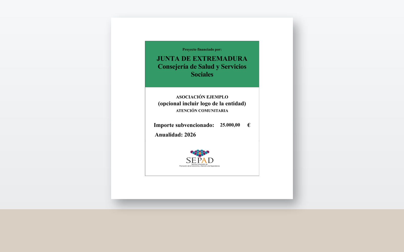 Ejemplo contextual de Servicios a personas con discapacidad SEPAD 2026