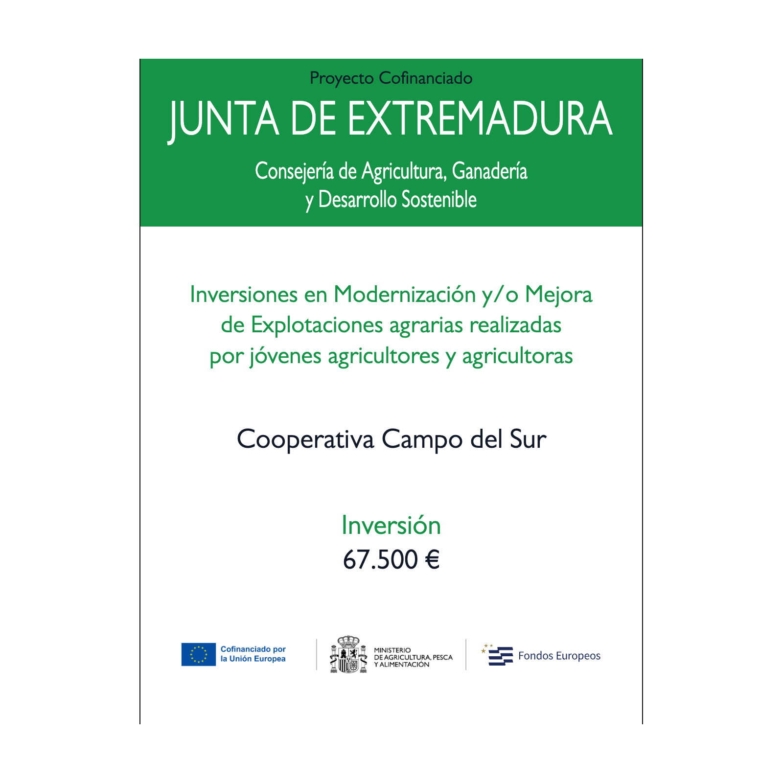 Cartel Mejora y Modernización Agrícola de Extremadura